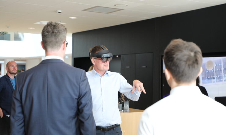 a man with a hololens