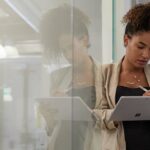 Woman with Surface Device